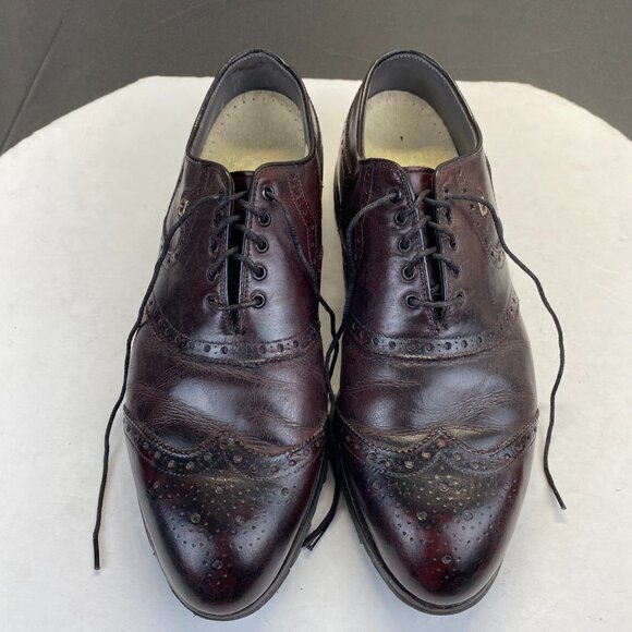 VTG FootJoy Classics Mens Spikeless Golf Shoes Wingtip Oxblood Red Size10D 55814 - Picture 3 of 16